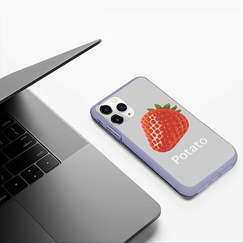 Чехол iPhone 11 Pro матовый Strawberry potatoes / 3D-Светло-сиреневый – фото 3