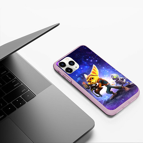 Чехол iPhone 11 Pro матовый Ratchet & Clank game / 3D-Розовый – фото 3