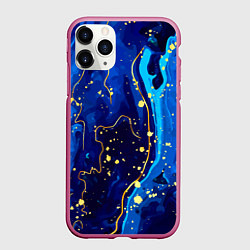 Чехол iPhone 11 Pro матовый СИНИЙ ГРАНИТ, цвет: 3D-малиновый