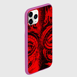 Чехол iPhone 11 Pro матовый BLACK RED DRAGONS TATOO, цвет: 3D-фиолетовый — фото 2