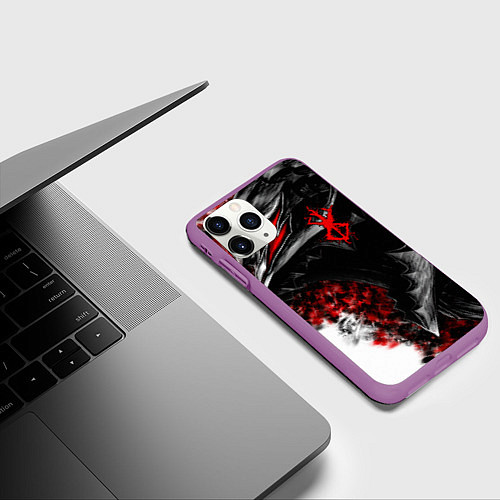 Чехол iPhone 11 Pro матовый BERSERK БЕРСЕРК / 3D-Фиолетовый – фото 3