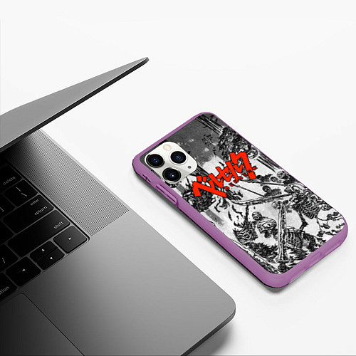 Чехол iPhone 11 Pro матовый BERSERK БЕРСЕРК / 3D-Фиолетовый – фото 3