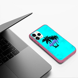 Чехол iPhone 11 Pro матовый GTA Vice City гавайка, цвет: 3D-малиновый — фото 2