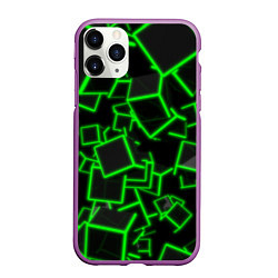 Чехол iPhone 11 Pro матовый Cyber cube, цвет: 3D-фиолетовый