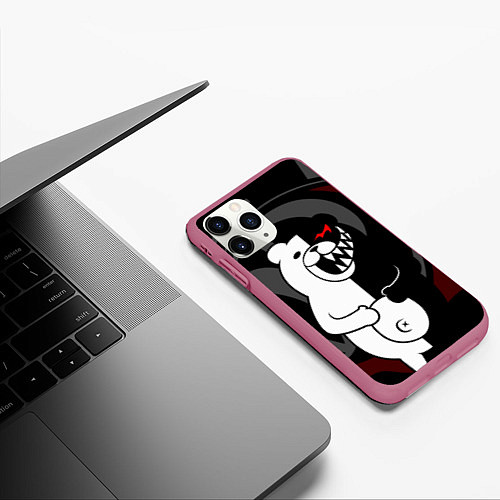 Чехол iPhone 11 Pro матовый MONOKUMA МОНОКУМА DANGANRO / 3D-Малиновый – фото 3