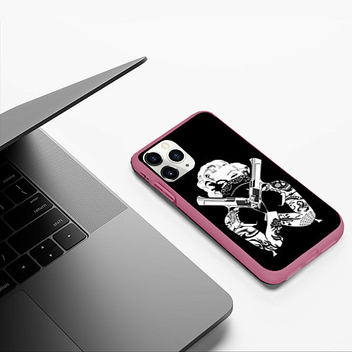 Чехол iPhone 11 Pro матовый GANGSTA MARILYN / 3D-Малиновый – фото 3