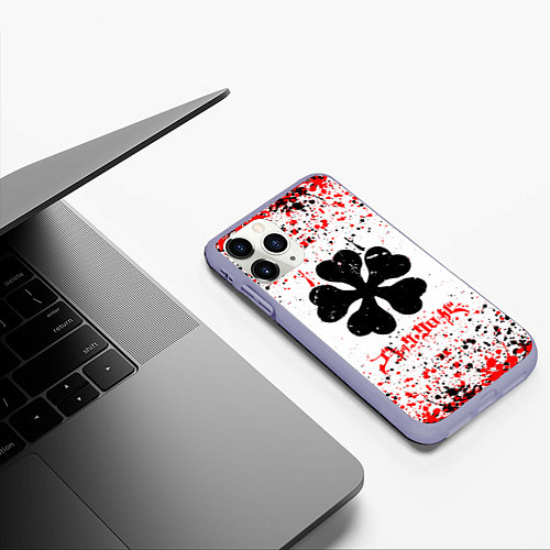 Чехол iPhone 11 Pro матовый Черный клевер - anime / 3D-Светло-сиреневый – фото 3