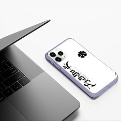 Чехол iPhone 11 Pro матовый Черный клеывер аниме, цвет: 3D-светло-сиреневый — фото 2