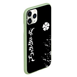 Чехол iPhone 11 Pro матовый Черный клевер, цвет: 3D-салатовый — фото 2