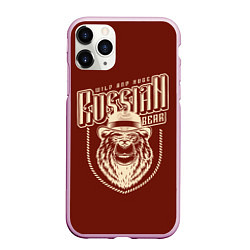 Чехол iPhone 11 Pro матовый Русский медведь в шляпе, цвет: 3D-розовый
