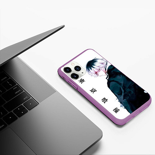 Чехол iPhone 11 Pro матовый Токийский гуль Tokyo Ghoul / 3D-Фиолетовый – фото 3
