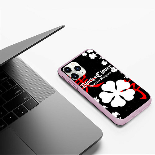 Чехол iPhone 11 Pro матовый ЧЕРНЫЙ КЛЕВЕР / 3D-Розовый – фото 3