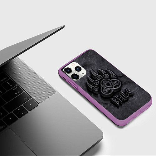 Чехол iPhone 11 Pro матовый Печать Велеса / 3D-Фиолетовый – фото 3