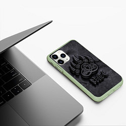 Чехол iPhone 11 Pro матовый Печать Велеса, цвет: 3D-салатовый — фото 2