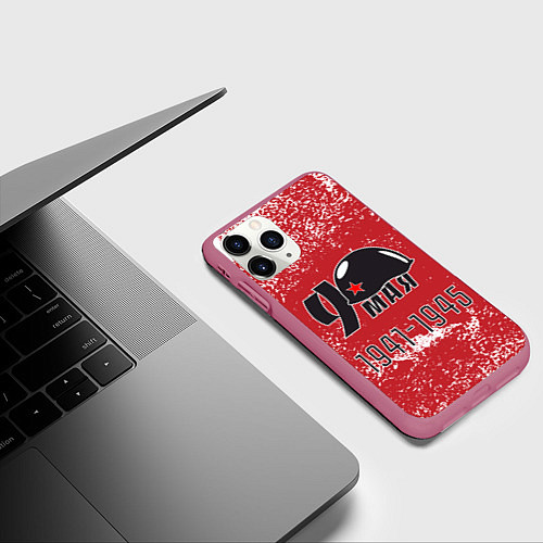 Чехол iPhone 11 Pro матовый 9 мая / 3D-Малиновый – фото 3