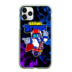 Чехол iPhone 11 Pro матовый Brawl StarsSuperstar Stu, цвет: 3D-салатовый