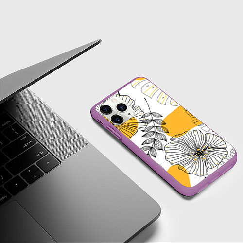Чехол iPhone 11 Pro матовый Цветы / 3D-Фиолетовый – фото 3