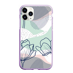 Чехол iPhone 11 Pro матовый Цветы, цвет: 3D-сиреневый