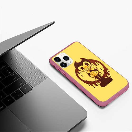 Чехол iPhone 11 Pro матовый BENDY - БЕНДИ / 3D-Малиновый – фото 3