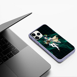 Чехол iPhone 11 Pro матовый Genshin Impact - Venti, цвет: 3D-светло-сиреневый — фото 2