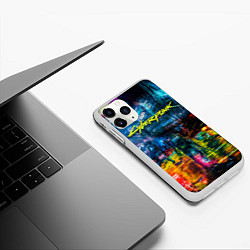 Чехол iPhone 11 Pro матовый Сyberpunk City, цвет: 3D-белый — фото 2