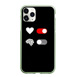 Чехол iPhone 11 Pro матовый Сердце и мозг, цвет: 3D-салатовый