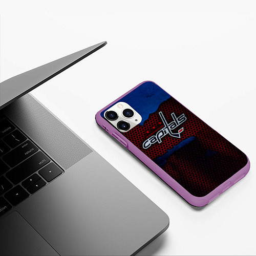 Чехол iPhone 11 Pro матовый WASHINGTON CAPITALS / 3D-Фиолетовый – фото 3