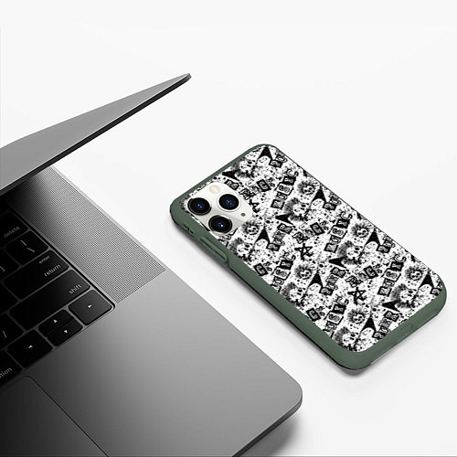 Чехол iPhone 11 Pro матовый PUNK ROCK / 3D-Темно-зеленый – фото 3