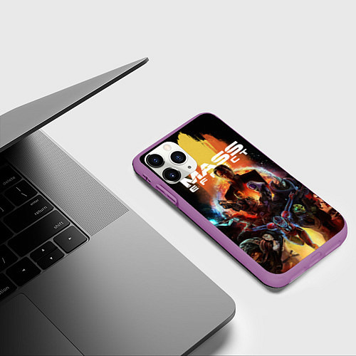Чехол iPhone 11 Pro матовый Mass effect / 3D-Фиолетовый – фото 3