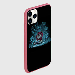 Чехол iPhone 11 Pro матовый Кот маг, цвет: 3D-малиновый — фото 2