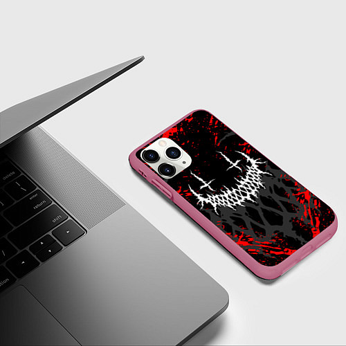 Чехол iPhone 11 Pro матовый GHOSTEMANE / 3D-Малиновый – фото 3