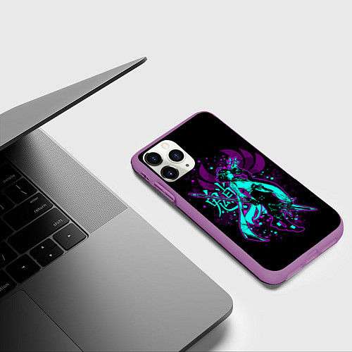 Чехол iPhone 11 Pro матовый GENSHIN IMPACT, СЯО / 3D-Фиолетовый – фото 3