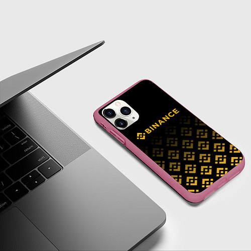 Чехол iPhone 11 Pro матовый BINANCE БИНАНС БИРЖА / 3D-Малиновый – фото 3