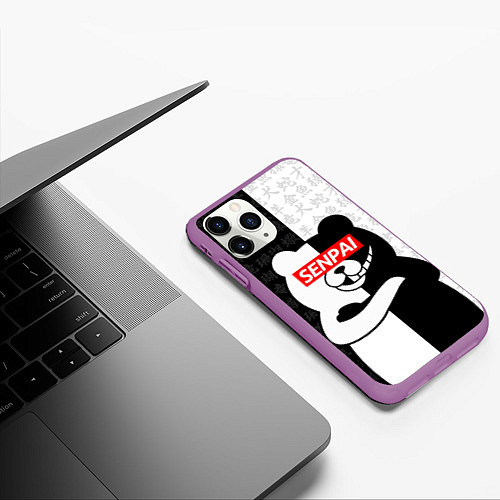 Чехол iPhone 11 Pro матовый MONOKUMA МОНОКУМА / 3D-Фиолетовый – фото 3