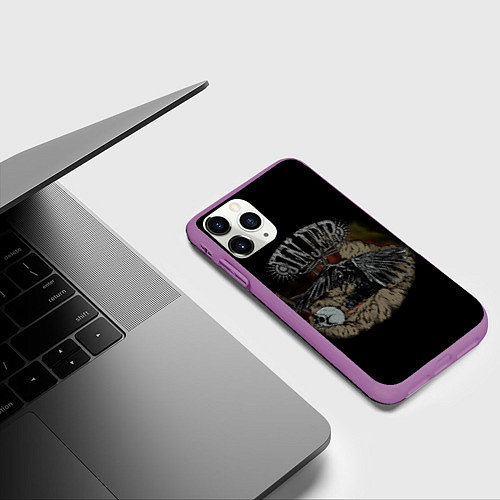 Чехол iPhone 11 Pro матовый Jinjer metal band / 3D-Фиолетовый – фото 3