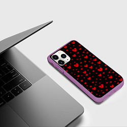 Чехол iPhone 11 Pro матовый Красные сердца, цвет: 3D-фиолетовый — фото 2