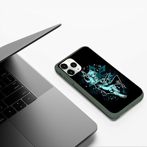 Чехол iPhone 11 Pro матовый GENSHIN IMPACT, ЧЖУН ЮНЬ / 3D-Темно-зеленый – фото 3