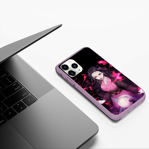 Чехол iPhone 11 Pro матовый NEZUKO НЕЗУКО KNY / 3D-Сиреневый – фото 3