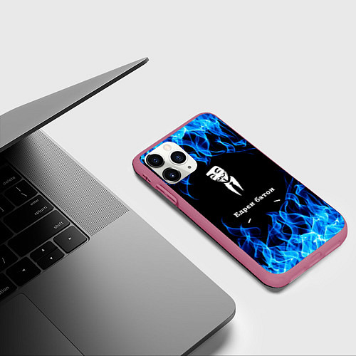 Чехол iPhone 11 Pro матовый Анонимус $$$ / 3D-Малиновый – фото 3