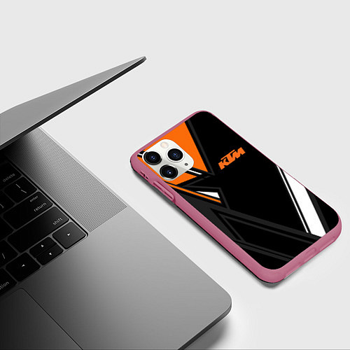 Чехол iPhone 11 Pro матовый KTM КТМ / 3D-Малиновый – фото 3