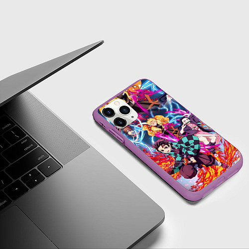 Чехол iPhone 11 Pro матовый КЛИНОК РАССЕКАЮЩИЙ ДЕМОНОВ / 3D-Фиолетовый – фото 3