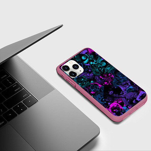 Чехол iPhone 11 Pro матовый Neon Ahegao / 3D-Малиновый – фото 3