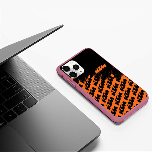 Чехол iPhone 11 Pro матовый KTM КТМ / 3D-Малиновый – фото 3