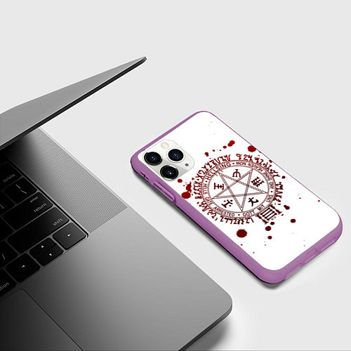 Чехол iPhone 11 Pro матовый Хеллсинг, Печать Алукарда / 3D-Фиолетовый – фото 3