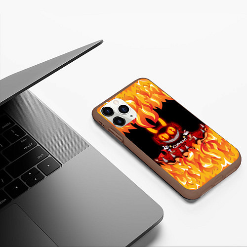 Чехол iPhone 11 Pro матовый CUPHEAD DEVIL / 3D-Коричневый – фото 3