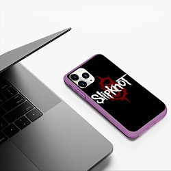 Чехол iPhone 11 Pro матовый Slipknot Надпись, цвет: 3D-фиолетовый — фото 2