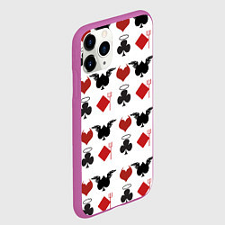 Чехол iPhone 11 Pro матовый Карточные масти, цвет: 3D-фиолетовый — фото 2