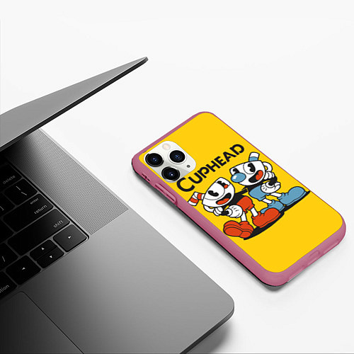 Чехол iPhone 11 Pro матовый CUPHEAD / 3D-Малиновый – фото 3