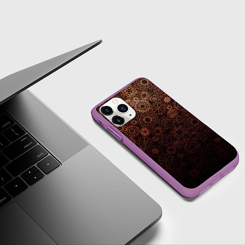Чехол iPhone 11 Pro матовый Шестеренки / 3D-Фиолетовый – фото 3