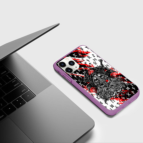 Чехол iPhone 11 Pro матовый БОГ ОДИН / 3D-Фиолетовый – фото 3